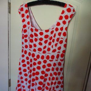 Eshakti White /Red Polka Dot Dress w/ Pockets